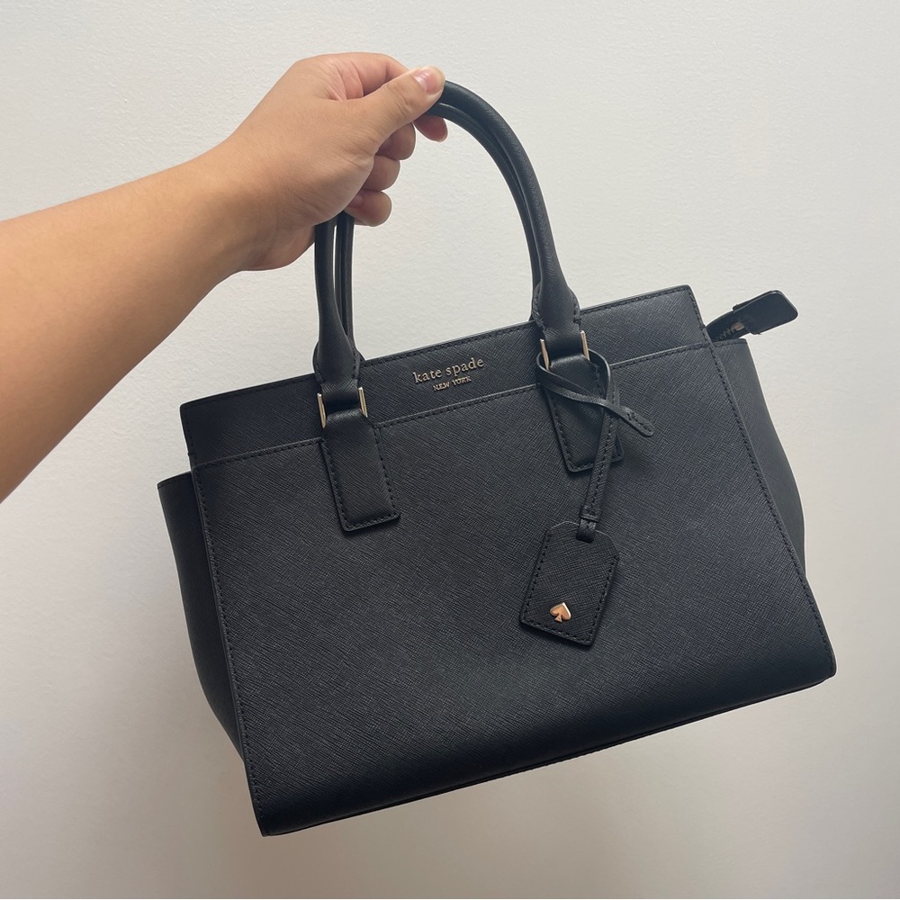 Kate Spade- Crossbody Black Cameron Satchel Bag With Long Straps Work Tote